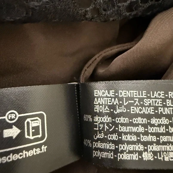 NWT Zara Asymmetric Satin Lace Dress in Black/ Brown Size M - Picture 16 of 16